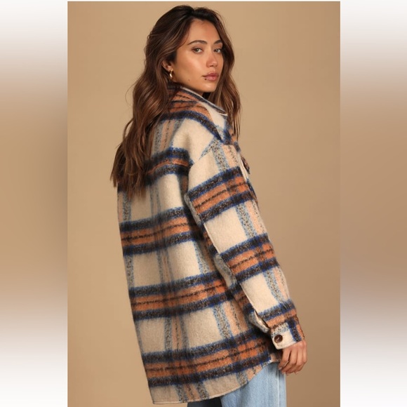 Cozy callings beige multi plaid shacket - Picture 5 of 6